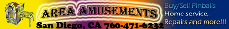 Area Amusements-Buy/Sell Pinballs-Home Service-San Diego, CA