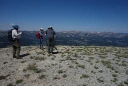 Craig, paula and stanley on the summit with the salt river range crest as backdrop [sun jul 4 12:24:51 mdt 2021]