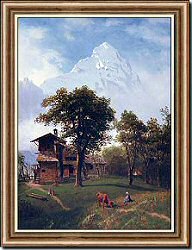 Farm Building with Mountain in the Background