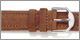Gents Chrono Style Oil Tan Genuine Leather Watch Strap Replacement Watchband. Hand finished genuine leather; padded; top stitching; water resistant lining; reinforced stress points; sealed edge construction. Packaged with a pair of stainless steel spring bars and includes both white and yellow nickel free buckles. Available in regular length. Stuller Watchbands. Copyright milnejewelry.com.