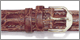 Gents Crocodile Grain Leather Watch Strap Replacement Watchband. Hand finished genuine leather; padded; top stitching; water resistant lining; reinforced stress points; sealed edge construction. Packaged with a pair of stainless steel spring bars and includes both white and yellow nickel free buckles. Available in regular length. Stuller Watchbands. Copyright milnejewelry.com.