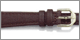 Ladies Classic Padded Calf Leather Watch Strap Replacement Watchband. Hand finished genuine leather; padded; top stitching; water resistant lining; reinforced stress points; sealed edge construction. Packaged with a pair of stainless steel spring bars and includes both white and yellow nickel free buckles. Available in regular length. Stuller Watchbands. Copyright milnejewelry.com.
