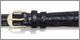 Ladies Crocodile Grain Leather Watch Strap Replacement Watchband. Hand finished genuine leather; padded; top stitching; water resistant lining; reinforced stress points; sealed edge construction. Packaged with a pair of stainless steel spring bars and includes both white and yellow nickel free buckles. Available in regular length. Stuller Watchbands. Copyright milnejewelry.com.