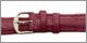 Ladies Padded Alligator Grain Watch Strap Replacement Watchband. Hand finished genuine leather; padded; top stitching; water resistant lining; reinforced stress points; sealed edge construction. Packaged with a pair of stainless steel spring bars and includes both white and yellow nickel free buckles. Available in regular short and long lengths. Stuller Watchbands. Copyright milnejewelry.com.