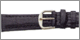 Ladies Genuine Padded Crocodile Watch Strap Replacement Watchband. Hand finished genuine leather; padded; top stitching; water resistant lining; reinforced stress points; sealed edge construction. Packaged with a pair of stainless steel spring bars and includes both white and yellow nickel free buckles. Available in regular short and long lengths. Stuller Watchbands. Copyright milnejewelry.com.