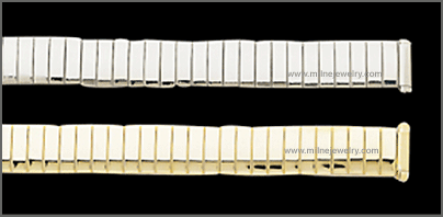 Ladies Stainless Steel Straight Spring End Expansion Band Replacement Watchband. Expansion band; adjustable links; solid stainless steel construction; ion gold plated; hand polished; straight spring ends; spring bars supplied. Stuller Watchbands. Copyright milnejewelry.com.