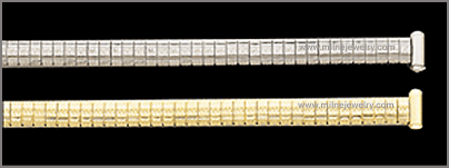 Ladies Stainless Steel Straight Spring End Expansion Band Replacement Watchband. Expansion band; adjustable links; solid stainless steel construction; ion gold plated; hand polished; straight spring ends; spring bars supplied. Stuller Watchbands. Copyright milnejewelry.com.