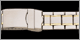 Mens Tapered Divers Stainless Steel Multiple End Piece Link Bracelet Replacement Watchband. Non expansion piece link bracelet; solid stainless steel construction; tapered; ion gold plated; hand polished; adjustable safety fold over clasp; spring bars and straight curved ends supplied. Stuller Watchbands. Copyright milnejewelry.com.