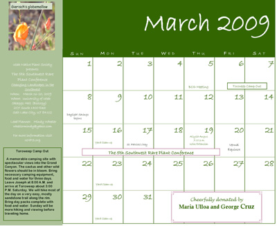 March 2009 calendar - bottom