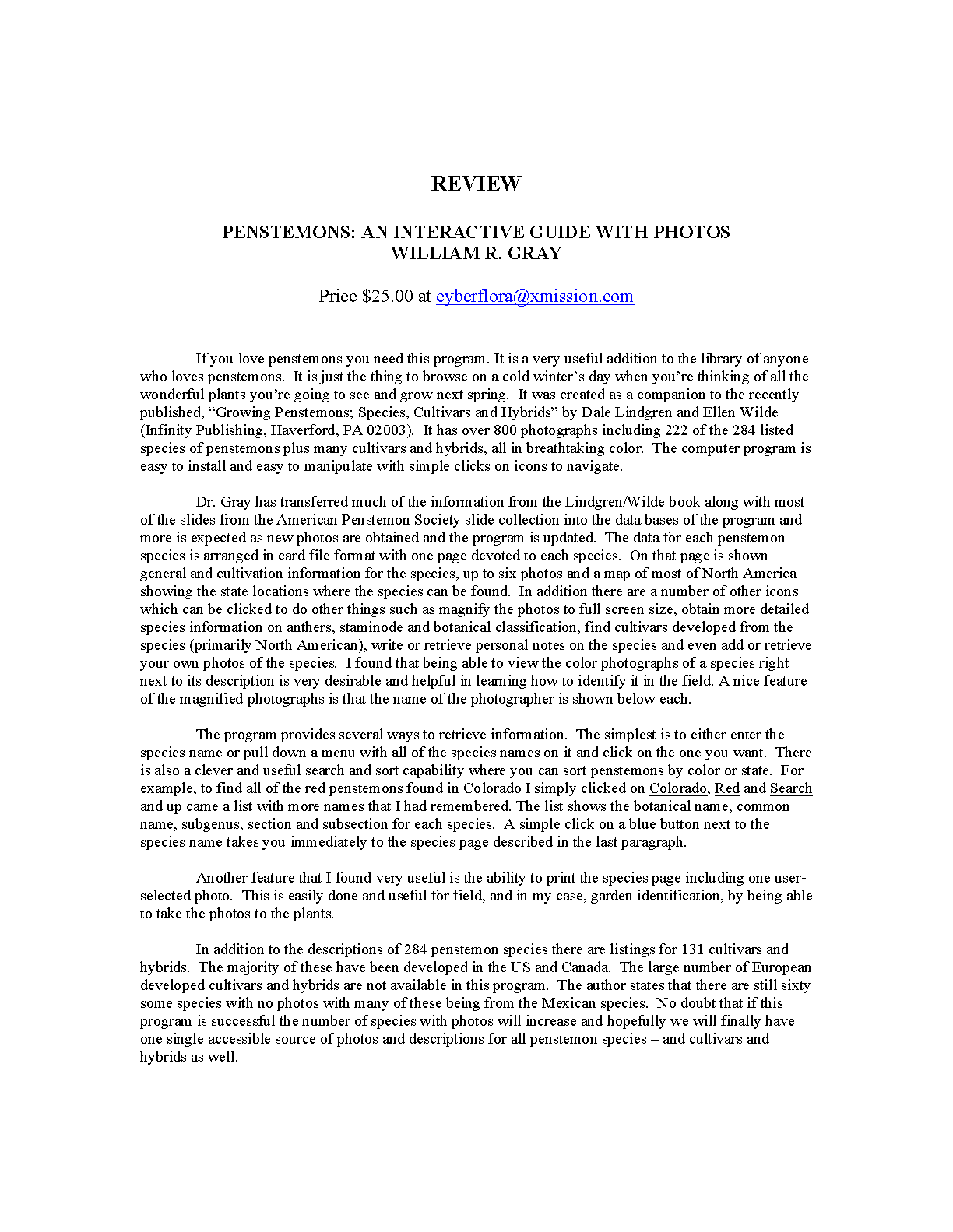 Penstemon CD review - page 1