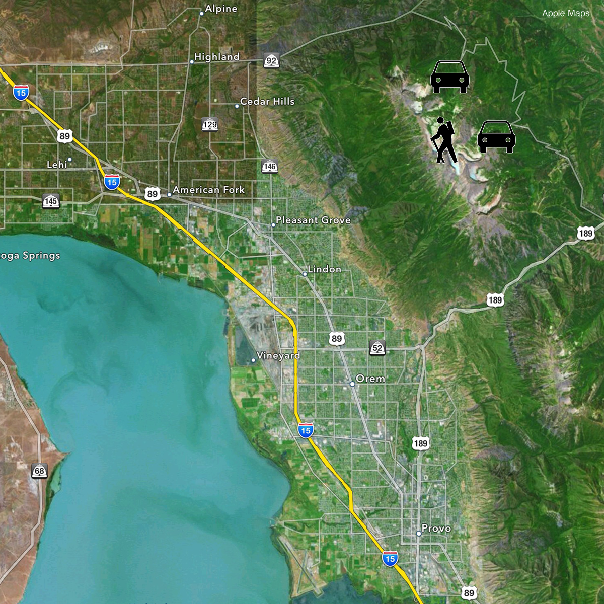 Map of roads to Timp from Apple Maps