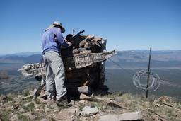 Stanley fills out the summit register [sat may 27 11:44:33 mdt 2017]