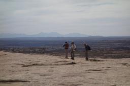 Setting out for colonnade arch, with the la sals in the background [sun apr 29 10:03:53 mdt 2018]