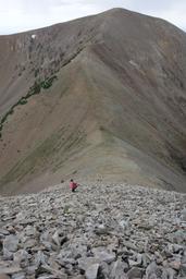 Descending the monumental pile of talus back to the saddle [thu jul 5 13:29:36 mdt 2018]