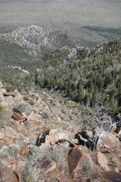 Looking down the drop off to the east from williams peak [sat may 5 14:40:26 mdt 2018]