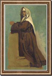 Italian Costume Sketch of a Kneeling Nun