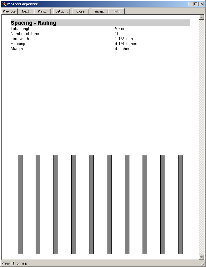 Spacing Summary Screen Shot