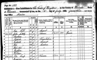 1860 Census of Brighton, Wisconsin