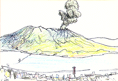 Sakuarjima erupts in the harbor of Kagoshima