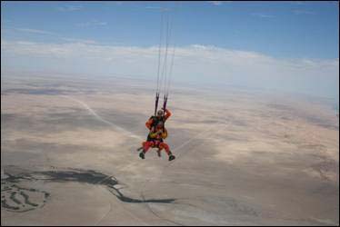 sky diving over Namibia