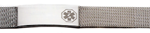 Doc Tock Emergency Medical Identification Mesh Bracelet. Copyright Milne Jewelry