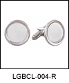 LGBCL004R Fluent Round Rhodium Cuff Link Set. Polished edge, rhodium electroplate, engravable. Copyright Milne Jewelry.