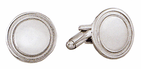 LGBCL022R Fluent Embellished Edge Cuff Link Set. Polished edge, rhodium electroplate, engravable. Copyright Milne Jewelry.