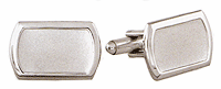 LGBCL023R Fluent Oblong Cuff Link Set. Polished edge, rhodium electroplate, engravable. Copyright Milne Jewelry.