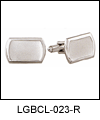 LGBCL023R Fluent Oblong Cuff Link Set. Polished edge, rhodium electroplate, engravable. Copyright Milne Jewelry.