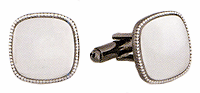 LGBCL024H Dapper Classic Cuff Link Set. Satin finish, beaded edge, gun metal electroplate, engravable. Copyright Milne Jewelry.