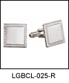 LGBCL025R Dapper Square Cuff Link Set. Brushed finish, beaded edge, rhodium electroplate, engravable. Copyright Milne Jewelry.