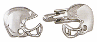LGBCL026R Sporty Sophistication Football Helmet Cuff Link Set. Polished finish, rhodium electroplate. Copyright Milne Jewelry.