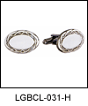 LGBCL031H Dapper Embellished Cuff Link Set. Polished, embellished edge, gun metal electroplate, engravable. Copyright Milne Jewelry.