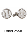 LGBCL033R Sporty Sophistication Baseball Cuff Link Set. Brushed finish, rhodium electroplate. Copyright Milne Jewelry.