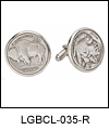 LGBCL035R Collector Buffalo Nickel Cuff Link Set. Genuine Buffalo Nickel, rhodium electroplate. Copyright Milne Jewelry.