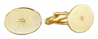 LGBCL112D Genuine Diamond Gold Cuff Link Set. Brushed finish, polished edging, 23k gold electroplate. Copyright Milne Jewelry.