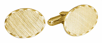 LGBCL126 Dapper Gold Scallop Cuff Link Set. Etched finish, scallop edge, 23 karat gold electroplate, engravable. Copyright Milne Jewelry.