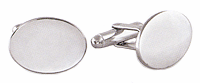 LGBCL136R Satiny Finish Rhodium Oval Cuff Link Set. Polished edge, rhodium electroplate, engravable. Copyright Milne Jewelry.