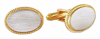 LGBCL154 Retro Art Deco Etched Brush Finish Cuff Link Set. Etched brush finish, bead edge, 23k gold electroplate, engravable. Copyright Milne Jewelry.