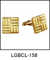 LGBCL158 Retro Art Deco 4 Square Cuff Link Set. Satiny polished finish, 23 karat gold electroplate. Copyright Milne Jewelry.