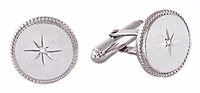 LGBCL159DR Genuine Diamond Rhodium Cuff Link Brushed finish, polished bead edging, rhodium electroplate. Copyright Milne Jewelry.