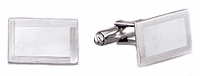 LGBCL171R Linear Design Gold Cuff Link Set. Tooled lines, rhodium electroplate, engravable. Copyright Milne Jewelry.