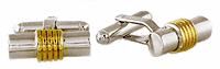 LGBCL240R Retro Art Deco Gold Wrap Cuff Link Set. Polished finish, rhodium electroplate, 23k gold electroplate wrap. Copyright Milne Jewelry.