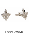 LGBCL269R Emblematic Rhodium Fleur-de-lis Cuff Link Set. Rhodium electroplate. Copyright Milne Jewelry.