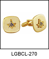 LGBCL270 Emblematic Mason Cuff Link Set. Black epoxy, 23 karat gold electroplate. Copyright Milne Jewelry.