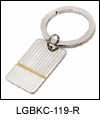 LGBKC119R Two-Tone Linear Key Ring. Tooled lines, engravable, Rhodium and 23k gold electroplate. Copyright Milne Jewelry.