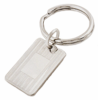 LGBKC124R Felicitous Everyday Silver Horizontal Line Key Ring - Rhodium electroplate, engravable. Copyright Milne Jewelry.