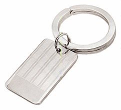 LGBKC129R Rhodium Linear Key Chain. Etched lines, rhodium electroplate, engravable. Copyright Milne Jewelry.