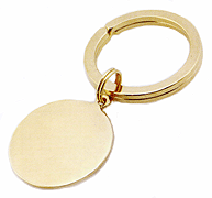 LGBKC141 Gold Polished Key Ring. Polished finish, 23 k gold electroplate, engravable. Copyright Milne Jewelry.