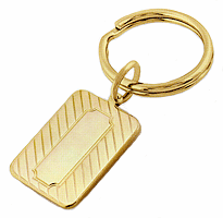 LGBKC301 Felicitous Everyday Gold Diagonal Line Key Ring - 23 karat gold electroplate, engravable. Copyright Milne Jewelry.